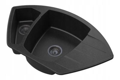 Graniteland Monte Granitos preto ardósia pedra calcária Pia de canto montada 901x538mm com tampa de aço inoxidável 1208970601.