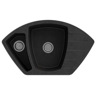 Graniteland Monte Granitos preto ardósia pedra calcária Pia de canto montada 901x538mm com tampa de aço inoxidável 1208970601.