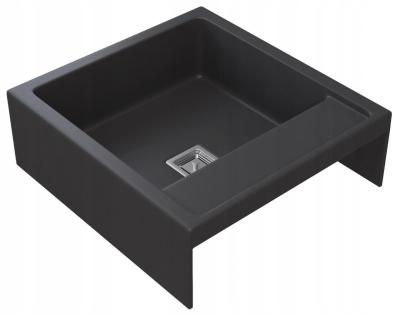 Graniteland Arno Pia de Granito Preto de Embutir 582x620mm com Tampa Quadrada de Aço Inoxidável 1208970602