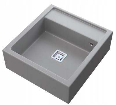 Graniteland Arno Pia de Granito Cinza de Embutir 582x620mm com Tampa Quadrada de Aço Inoxidável 1208970605