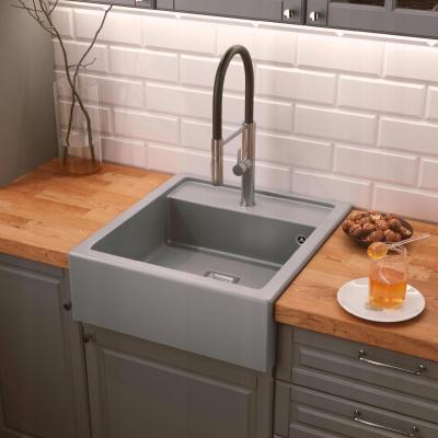 Graniteland Arno Pia de Granito Cinza de Embutir 582x620mm com Tampa Quadrada de Aço Inoxidável 1208970605