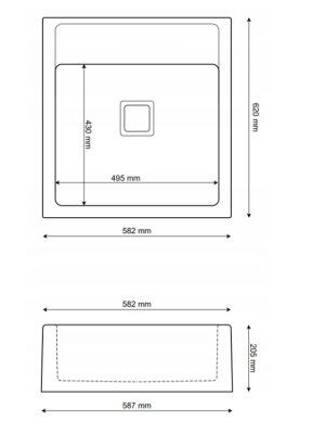Graniteland Arno Pia de Granito Cinza de Embutir 582x620mm com Tampa Quadrada de Aço Inoxidável 1208970605