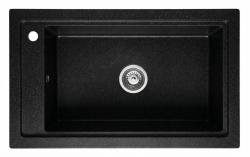 Graniteland Magra Granitos preto ardósia pedra dura Pia de sobrepor 686x427 mm com furo para torneira e Plugue de aço inoxidável 1208970615