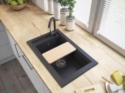 Graniteland Magra Granito Preto Pia de sobrepor 686 x 427 mm com furo para torneira e Plugue de Aço Inoxidável 1208970616