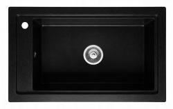 Graniteland Magra Granito Preto Pia de sobrepor 686 x 427 mm com furo para torneira e Plugue de Aço Inoxidável 1208970616