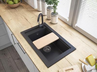 Graniteland Magra Granito Preto Pia de sobrepor 686 x 427 mm com furo para torneira e Plugue de Aço Inoxidável 1208970616