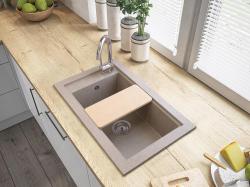 Graniteland Magra Granito Cinza Pia de embutir 686 x 427 mm com furo para torneira e Plug de Aço Inoxidável 1208970618