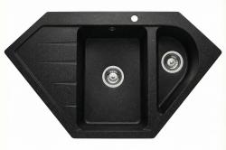 Graniteland Amiata Granito preto Arduin com aspecto de pedra azul Pia de canto sobreposto 955x489 mm com tampão em aço inoxidável 1208970620