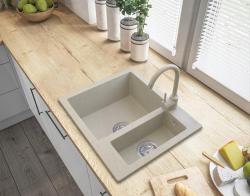 Graniteland Adda Granito Bege areia 1.5 Pia de Sobrepor 600x495mm com Válvula de Aço Inoxidável 1208970621