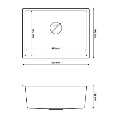 Graniteland Solo Pia de Cozinha Embutida em Granito Branco 535x400 mm com Válvula de Aço Inoxidável 1208970635