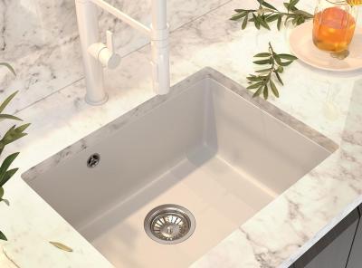 Graniteland Solo Pia de Cozinha Embutida em Granito Branco 535x400 mm com Válvula de Aço Inoxidável 1208970635