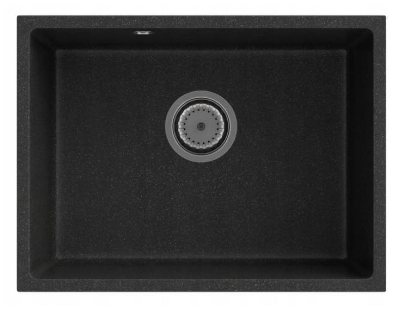 Graniteland Solo Granite Black Arduin bluestone look Undermount Sink 535x400 mm with Stainless Steel Plug 1208970638