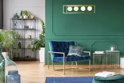 OUTLET Quadro Danificado Decoração Avelin lustre com quadro retangular dourado largura 80 cm 2287