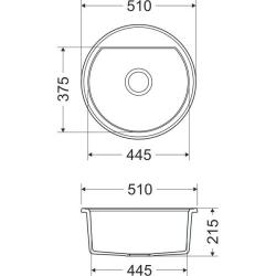 Dura Stretto pia de quartzo branca redonda de sobrepor 51cm com tampa de aço inoxidável e 1 furo para torneira 1208970691.