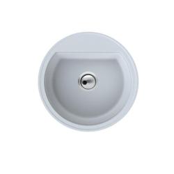 Dura Stretto pia de quartzo branca redonda de sobrepor 51cm com tampa de aço inoxidável e 1 furo para torneira 1208970691.
