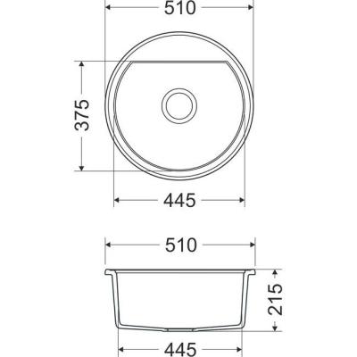Dura Stretto pia de quartzo branca redonda de sobrepor 51cm com tampa de aço inoxidável e 1 furo para torneira 1208970691.