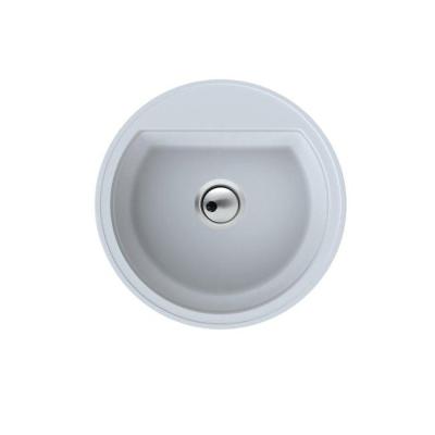 Dura Stretto pia de quartzo branca redonda de sobrepor 51cm com tampa de aço inoxidável e 1 furo para torneira 1208970691.
