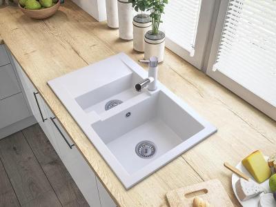 Mistland Ceres Torneira de Cozinha Branca com Bica Extensível e Ducha Manual de Dupla Função 1208970709