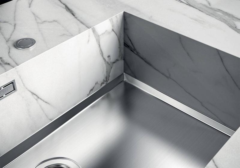 Foster Phantom Base Stainless Steel Base Plate Worktop Sink 40x40cm for Installation in Ceramic, Natural Stone, and Solid Surface, thickness 12mm 1208970719