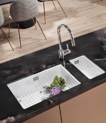 Ausmann Ceramic Ember Lavatório de Cerâmica Branco Semi-embutido e Embutido 174 x 400 mm com Válvula de Aço Inoxidável 1208970734