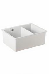Ausmann Ceramic Ember Pia de Cerâmica Branca de Uma e Meia Cuba para Montagem de Sobrepor e Embutir 535 x 400 mm com Válvulas de Aço Inoxidável 1208970735