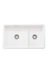 Ausmann Ceramic Ember Pia de Cerâmica Branca de Uma e Meia Embutida e de Submontagem 733 x 401 mm com Plugs de Aço Inoxidável 1208970737