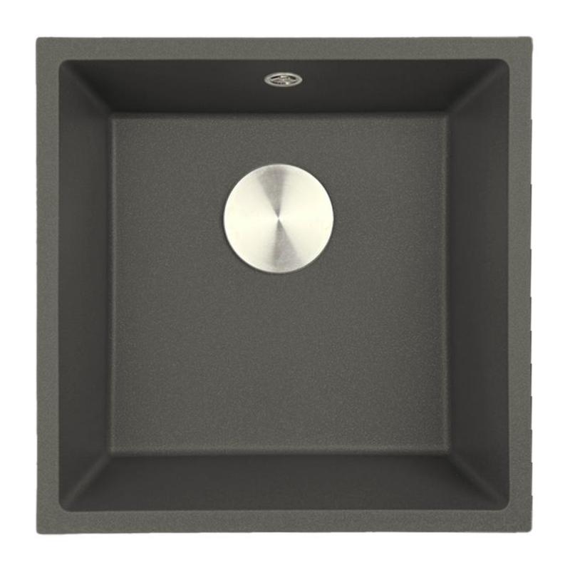 GraniteMy Universal Granito Cinza Escuro, Pia 40x40 cm Montagem Superior, Inferior e de Embutir com Plug de Aço Inoxidável 1208970742