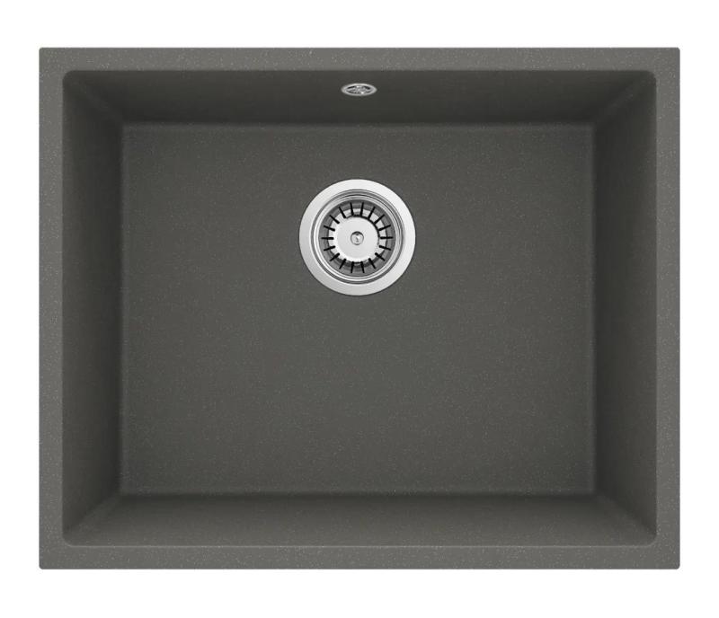 GraniteMy Universal Granite Gray, dark Sink 50x40 cm Surface mount, Undermount and Flush mount with Stainless Steel Plug 1208970744