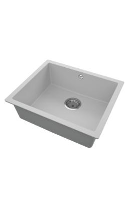 GraniteMy Pia Universal de Granito Cinza 50x40 cm para Instalação Superior, Inferior e Embutida com Plugue de Aço Inoxidável 1208970745