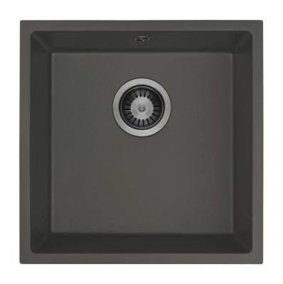 GraniteMy Universal Granito Cinza, escuro Pia 40x40 cm Montagem superior, inferior e embutida com Plug de metal nobre 1208970746