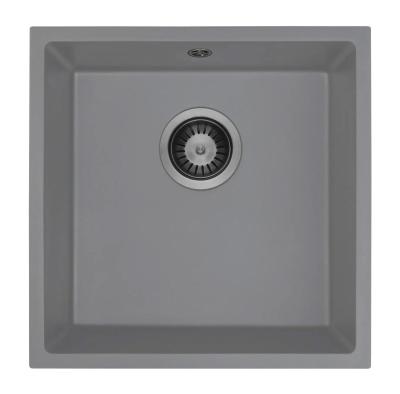 GraniteMy Pia Universal de Granito Cinza 40x40 cm de Embutir, Submontagem e Montagem Plana com Plugue de Metal 1208970750