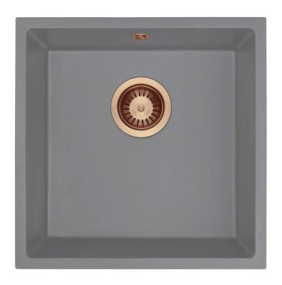 GraniteMy Pia Universal de Granito Cinza 40x40 cm de Instalação Superior, Inferior e Embutida com Plug de Cobre 1208970753