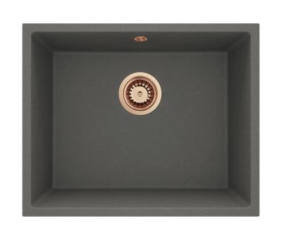 GraniteMy Universal Granito Cinza Escuro, Pia de 50x40 cm para Instalação Superior, Inferior e Embutida com Plug de Cobre 1208970757