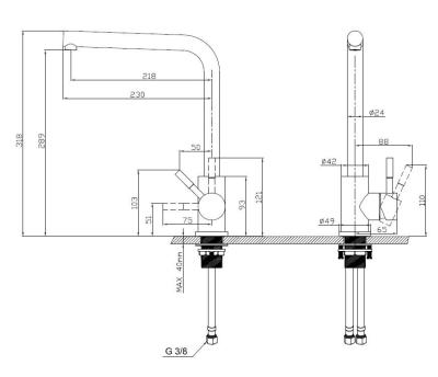 Pure.Sink Prestige Conjunto de combinação Pia de metal 50x40 cm com Torneira de cozinha de metal 1208970763