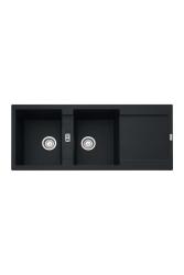 Franke Maris MRG 621 Fragranite Preto Fosco Pia Dupla 116 x 50 cm Montagem com Área de Escorrimento 114.0628.970