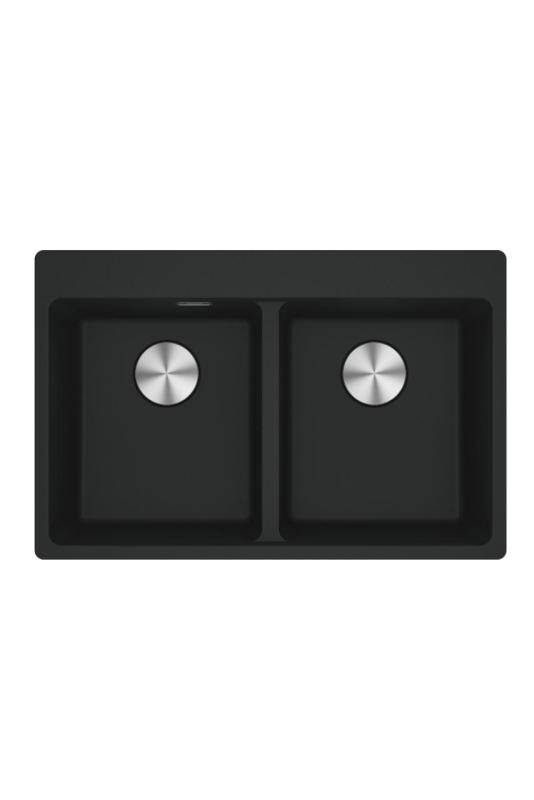 Franke Maris MRG 620 TL Fragranite Matte Black Double Sink 76 x 50 cm Top Mount with Tap Hole Bench 114.0668.738