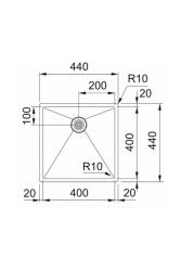Franke Bolero Plus New R10 B2X 210-40-40 RVS Pia de embutir, submontagem e montagem superficial 40x40 cm 127.0728.976