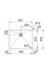 Franke Bolero Plus New R10 B2X 210-50-40 RVS Pia de embutir, submontagem e montagem 50x40 cm 127.0728.977