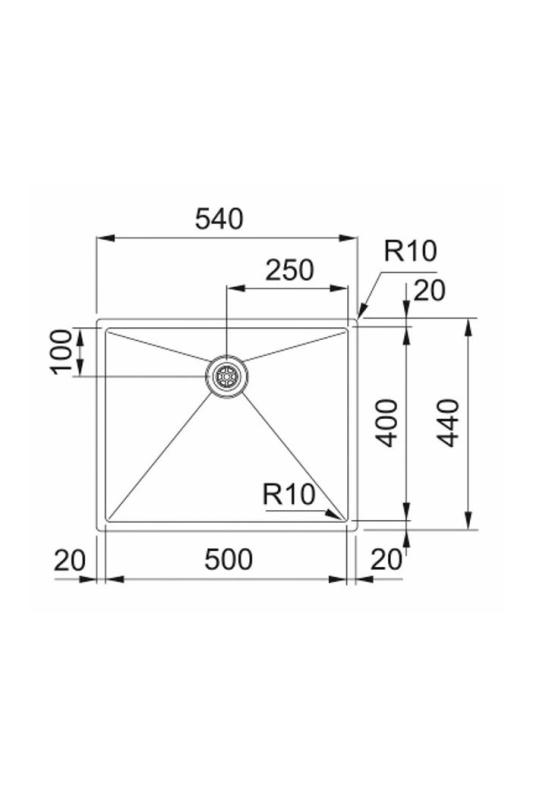Franke Bolero Plus New R10 B2X 210-50-40 Stainless Steel Sink Flush-mount, Undermount and Top-mount 50x40 cm 127.0728.977