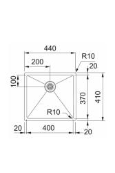 Franke Bolero Plus New R10 B2X 210-40-37 Pia de Aço Inoxidável para Instalação Embutida, Submontagem e Montagem Superficial 40x37 cm 127.0730.522