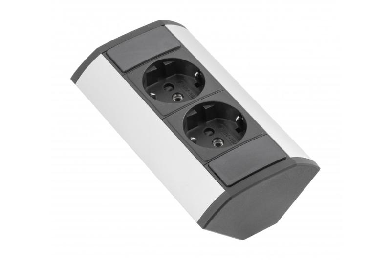Mini cabo de extensão angular com tomadas Schuko 230 V 16 A
