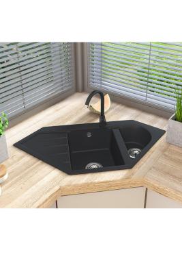Graniteland Amiata Granito Preto Pia de Canto de Montagem 965x496mm com Plug de Aço Inoxidável 1208971120