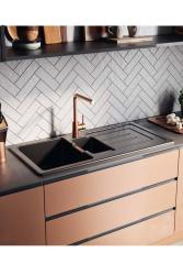 Ausmann Ceramic Sylva 1,5 Pia Cerâmica Preta Fosca com Área de Escorrimento 1000 x 500 mm 1208971127