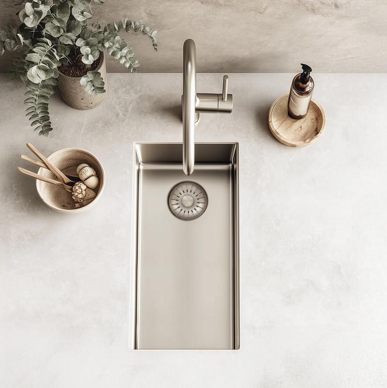 Pure.Sink Exclusivo small stainless steel sink 18x40 cm 10mm radius undermount, flush mount and top mount PEX1840-02