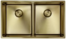 Pure.Sink Prestige Pia Dupla Dourada 70x40 cm raio de 10mm para embutir, montagem plana e montagem superior PPG343440-60