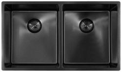 Pure.Sink Prestige Pia Dupla Gun metal 70x40 cm raio de 10mm de embutir, embutir e sobrepor PPG343440-61