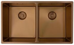 Pure.Sink Prestige Pia Dupla de Cobre 70x40cm raio de 10mm embutida, de montagem plana e de sobrepor PPG343440-62