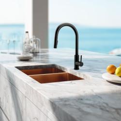 Pure.Sink Prestige Pia Dupla de Cobre 70x40cm raio de 10mm embutida, de montagem plana e de sobrepor PPG343440-62