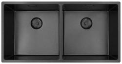 Pure.Sink Prestige Pia dupla de metal de arma 82x40 cm raio de 10mm para embutir, montagem nivelada e montagem sobreposta PPG404040-61