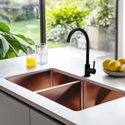 Pure.Sink Prestige Pia Dupla de Cobre 82x40 cm raio de 10mm para embutir, instalar ao nível da bancada e sobrepor PPG404040-62